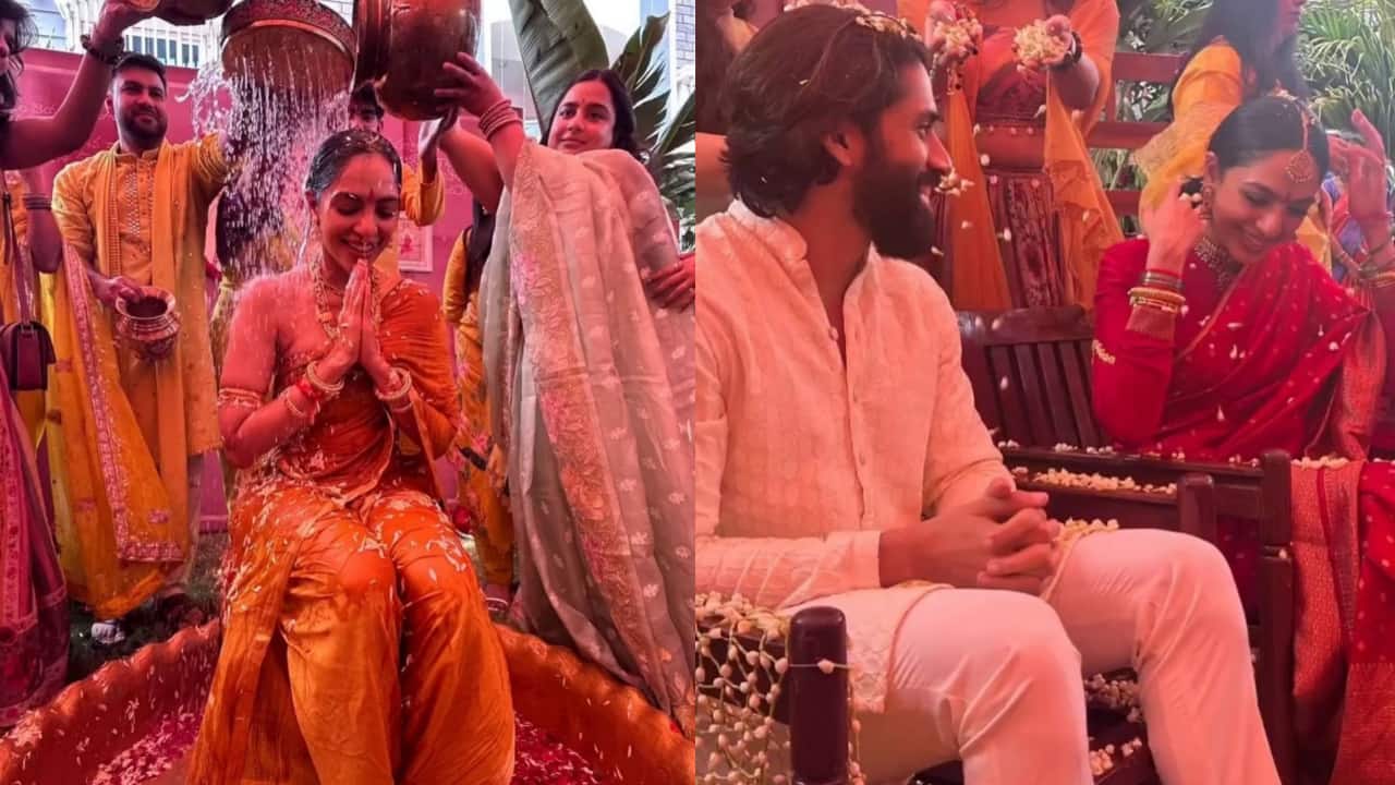 Naga Chaitanya and Sobhita Dhulipala's pre-wedding rituals begin, Mangalasnanam Haldi ceremony pics win fans' hearts