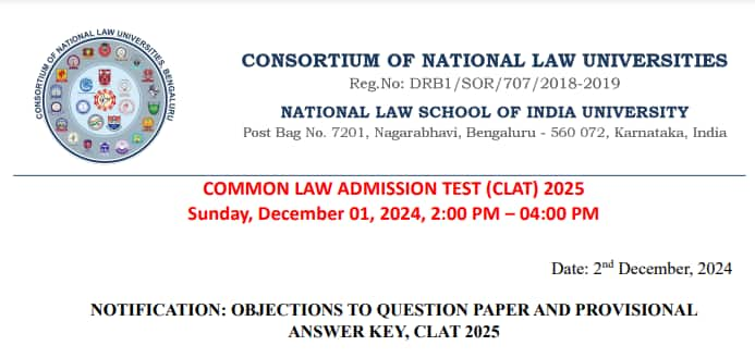 CLAT 2025 Answer Key Released @ Consortiumofnlus.ac.in, Download Link Here