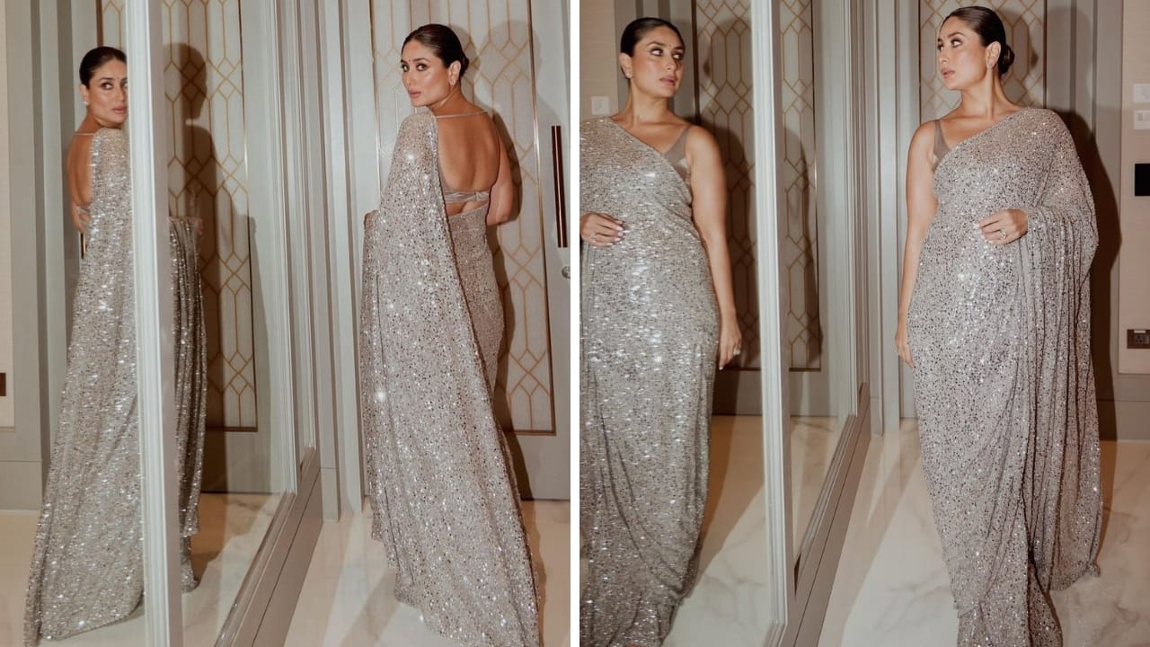 Kareena Kapoor Khan shines in sliver sequin sari at Filmfare OTT Awards