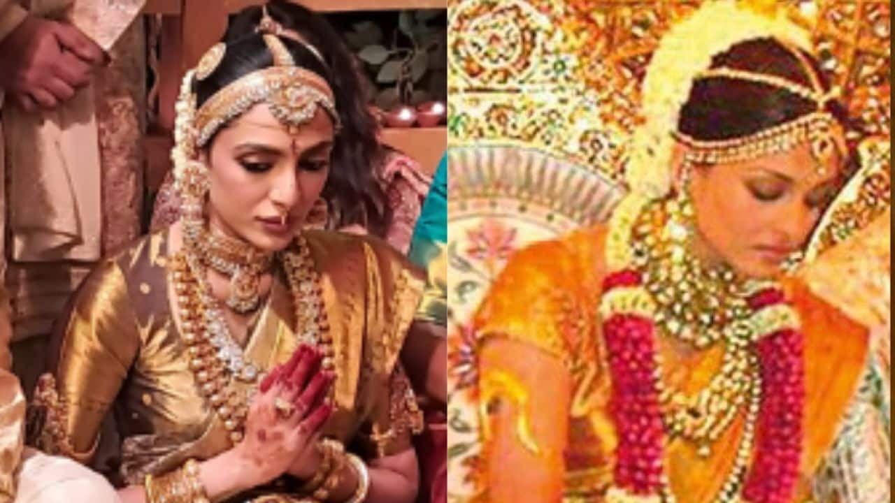 Sobhita Dhulipala's enchanting golden South Indian bridal look draws comparisons to Aishwarya Rai