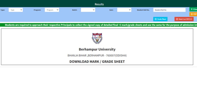Berhampur University Result 2024 Declared; Link to Download UG, PG ...