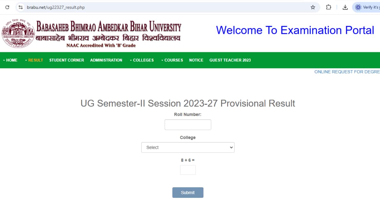 BRABU UG 2nd semester result 2023-27 declared @brabu.net, direct link here