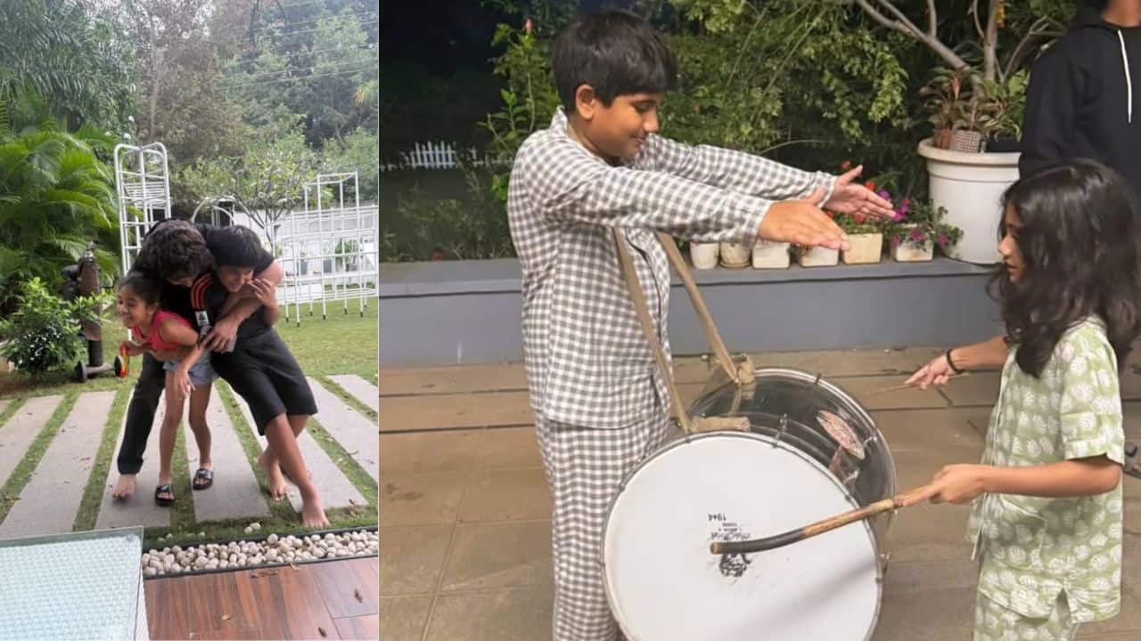 Allu Arjun's kids celebrate the success of Pushpa 2: The Rule with dhol beats, see