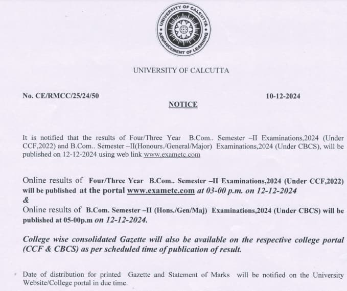 Calcutta University Result 2024 out for B.Com, check details here Calcutta University Result 2024 out for B.Com, check details here
