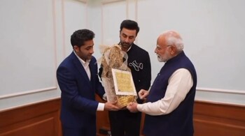 Armaan Jain with PM Narendra Modi and Ranbir Kapoor