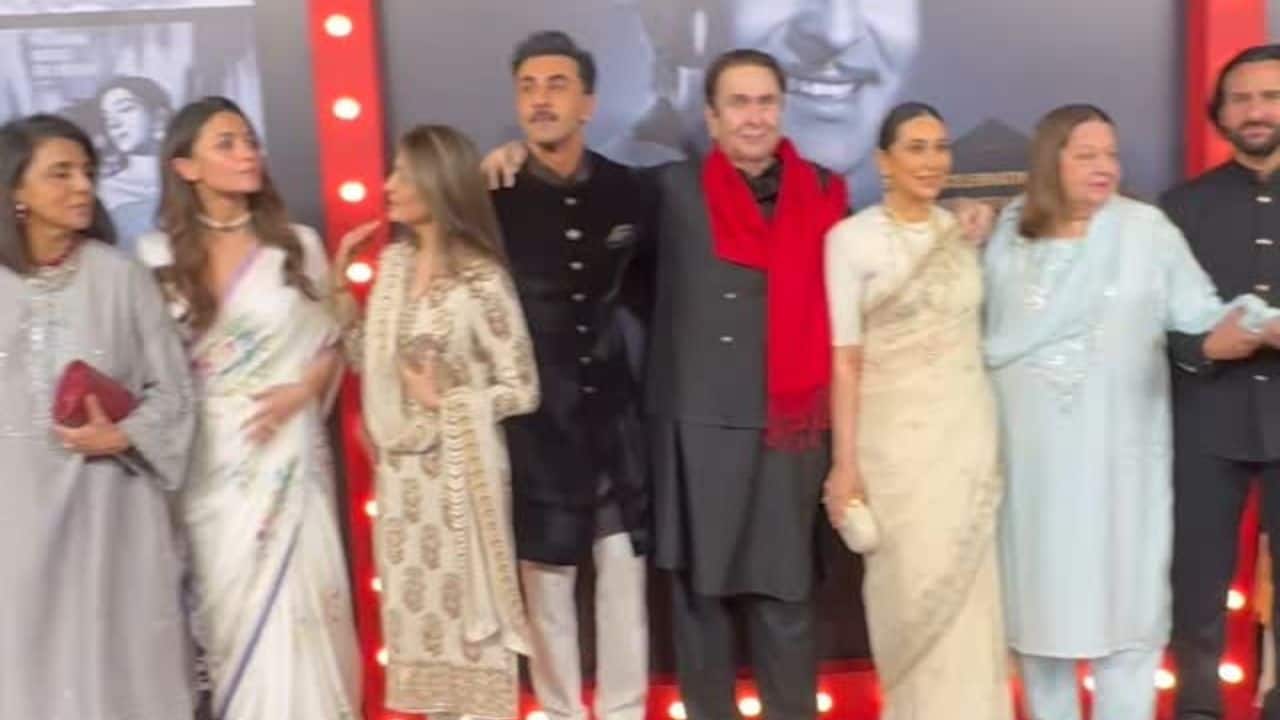 100 years of Raj Kapoor: Alia Bhatt-Ranbir Kapoor, Kareena Kapoor-Saif Ali Khan, Karisma Kapoor, Neetu Kapoor-Riddhima Kapoor Sahni and others dress in black and white for the grand event