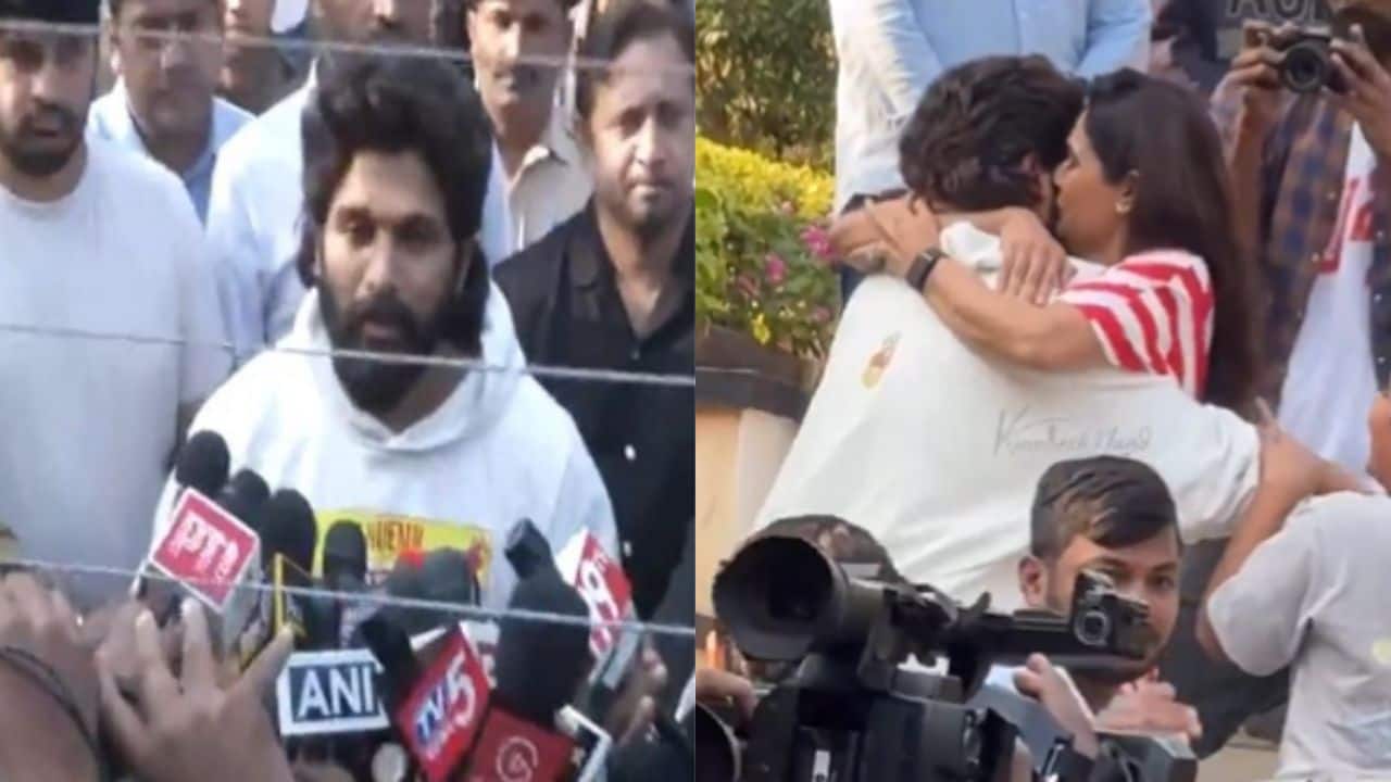 Allu Arjun comes back home after spending a night in jail; wife Sneha gets emotional, watch video