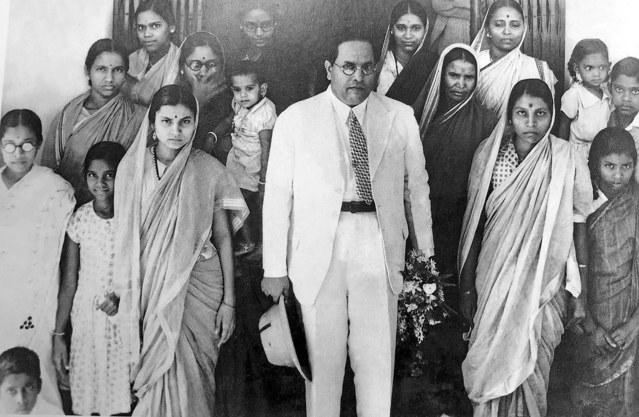 "Members of the Asprushya Mahila Samaj, Mumbai, celebrated Ambedkar’s birthday at his residence, Rajgraha, on 14 April 1942." (Caption from 'A Part Apart' by Ashok Gopal; image from the archival collection of Vijay Surwade, courtesy of Navayana)