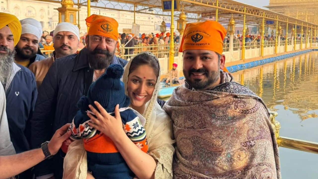 Sanjay Dutt joins Yami Gautam and Aditya Dhar as they visit the Golden Temple along with their son Vedavid, see pic