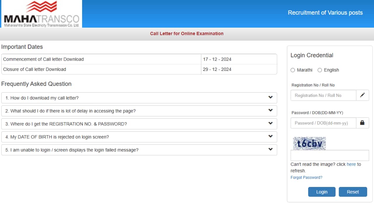 MAHATRANSCO AE Admit Card 2024 released mahatransco.in; direct link here