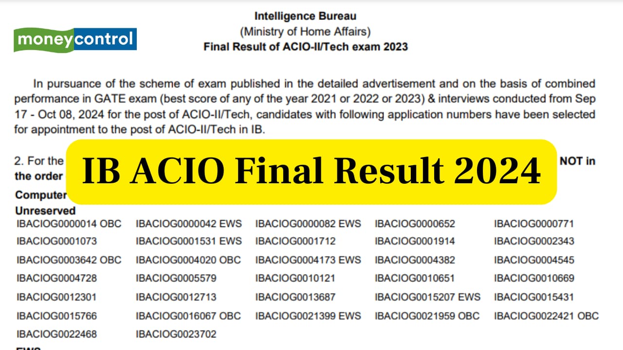 MHA IB ACIO Final Result 2024 declared @ mha.gov.in, direct link here