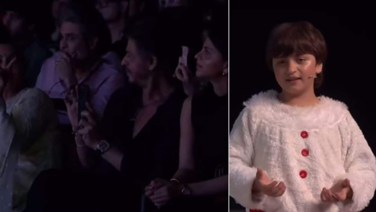 Shah Rukh Khan records AbRam’s performance and dances with kids at Dhirubhai Ambani International School, Annual Day