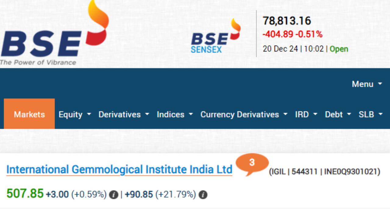 International Gemmological share price, IGI Share Price, IGI stock price, IGI Listing Price, IPO GMP, IPO GMP Today, Business News, Business News Live