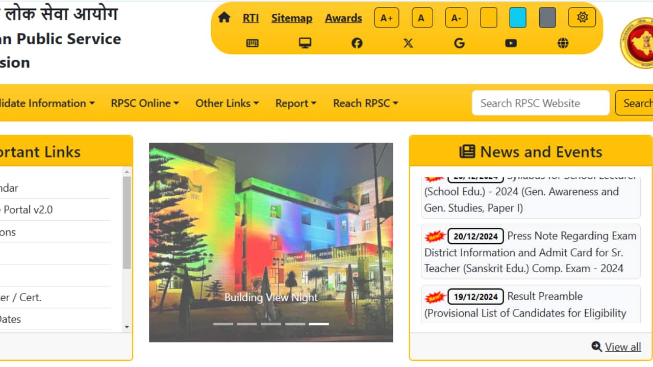 RPSC Senior Teacher 2024 Exam Dates Announced; Admit Cards Available from December 25