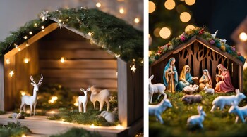 DIY Christmas crib ideas: Place the crib in a prominent, stable spot like a table, shelf, or beneath the Christmas tree. Make sure the area is well-lit to highlight the display (Images: Canva)