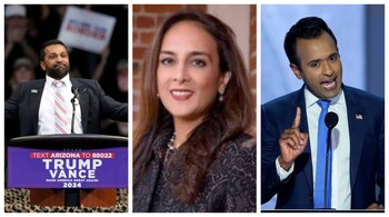 (L to R) Kash Patel,
Harmeet K. Dhillon and Vivek Ramaswamy are part of the Trump cabinet 2.0. (Image: PTI)