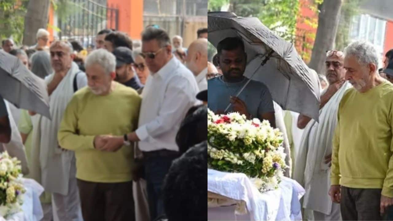 Naseeruddin Shah gives an emotional farewell to Shyam Benegal at his funeral, watch