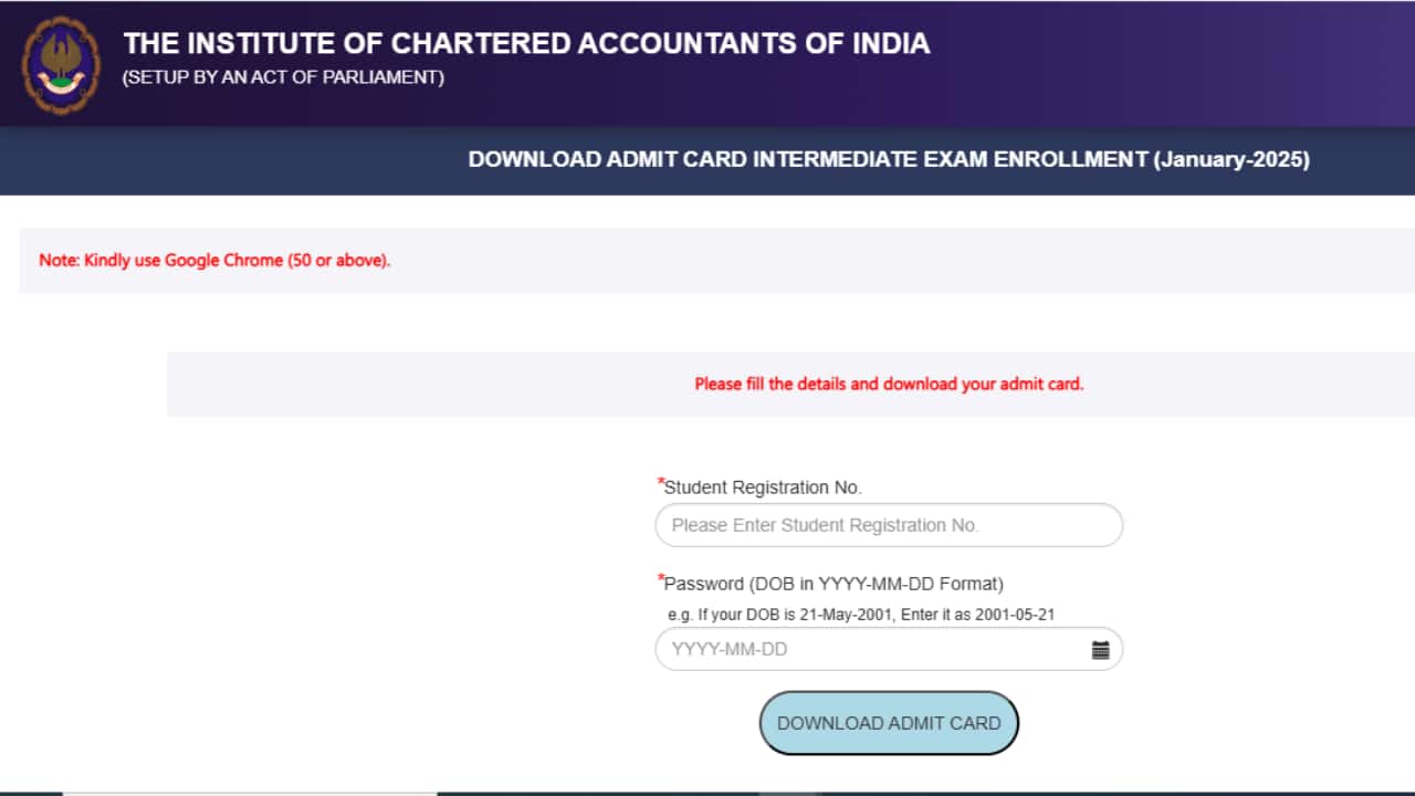 ICAI CA 2025 Admit Card released for Foundation, Intermediate Exams; direct link here