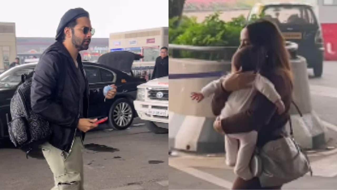 Varun Dhawan and Natasha Dalal's daughter Lara's face revealed by paps at the airport, netizens ask them to delete the pics