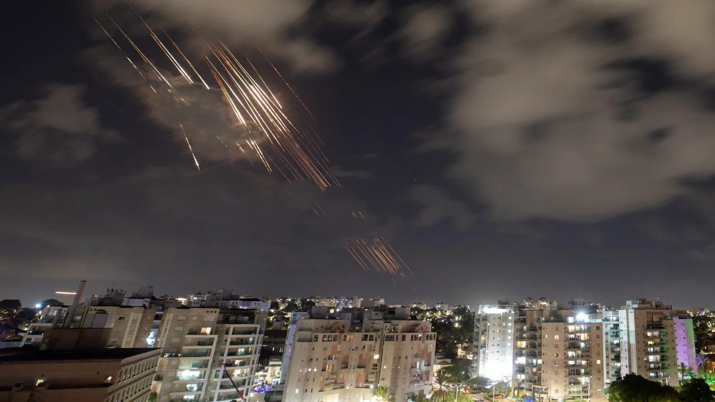 Israel's Iron Dome anti-missile system intercepts rockets, as seen from Ashkelon, on 1 October 2024 (Credit: Reuters)