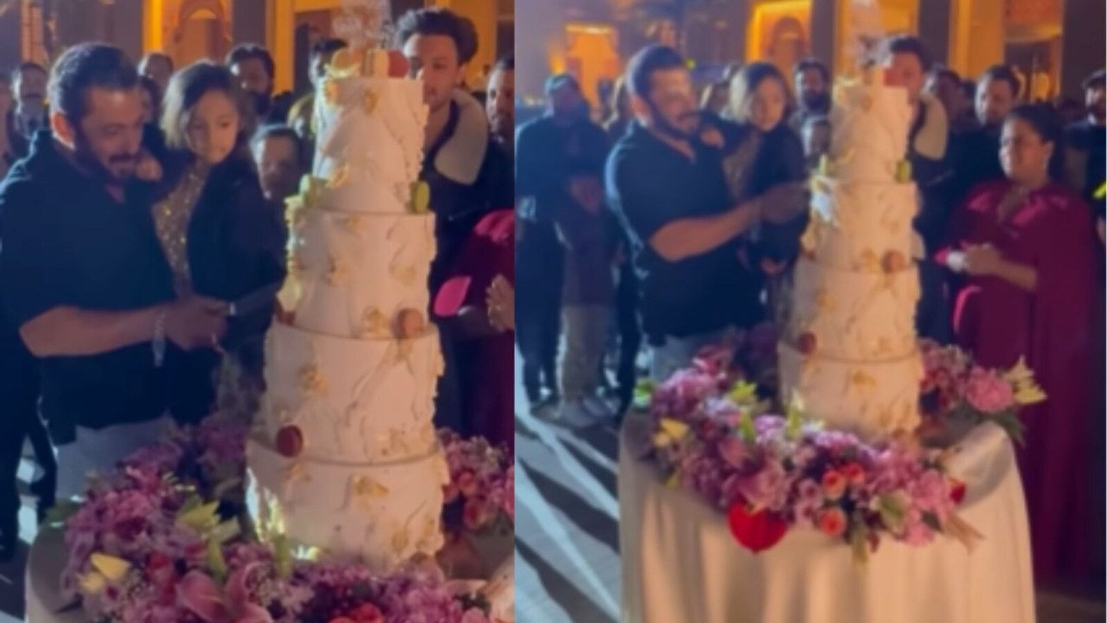 Salman Khan cut four-tier cake with niece Ayat on their birthday  celebrations in Jamnagar hosted by Anant Ambani, watch