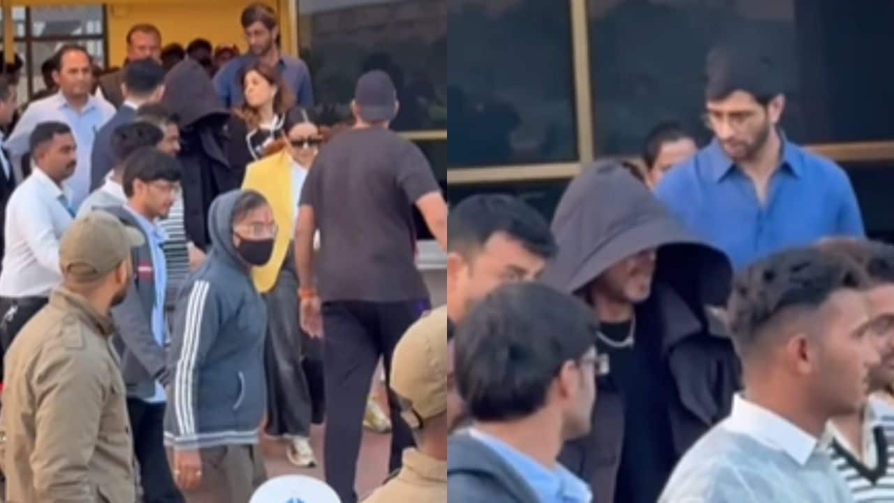 Shah Rukh Khan, Gauri Khan and AbRam arrive in Jamnagar for New Year celebrations with the Ambani family
