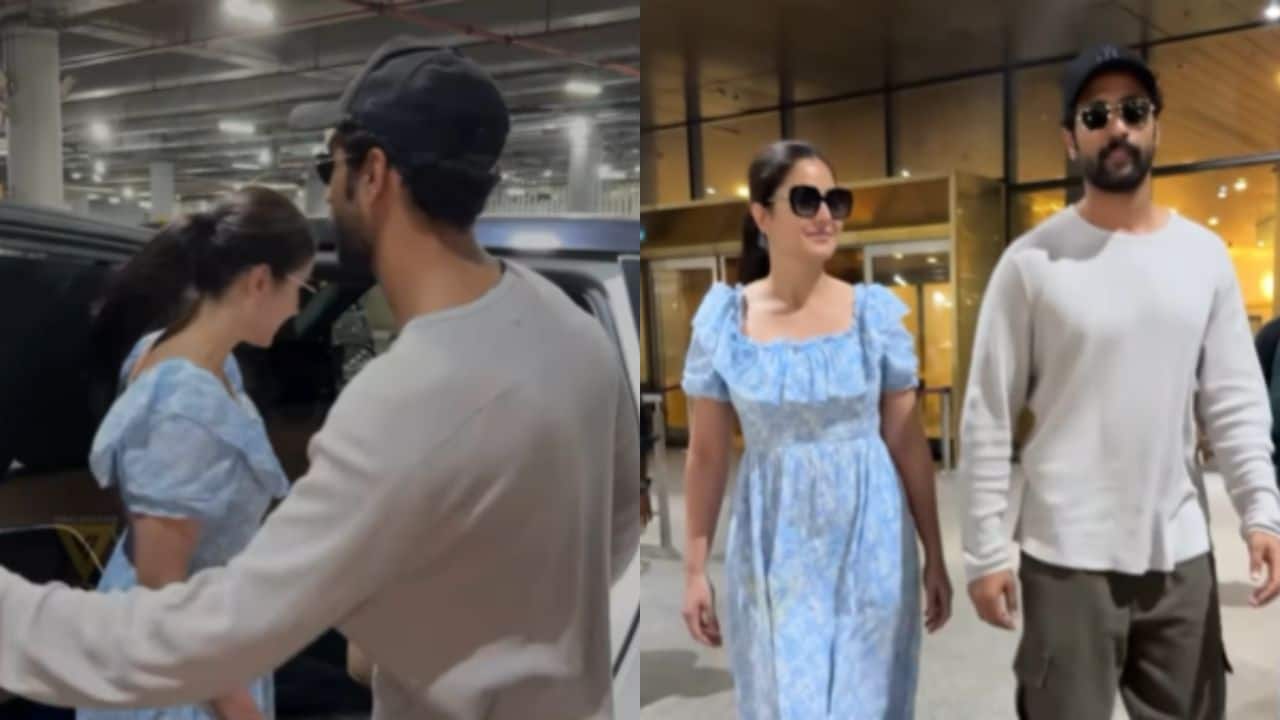 Vicky Kaushal's adorable airport moment with wife Katrina Kaif leaves fans swooning, watch