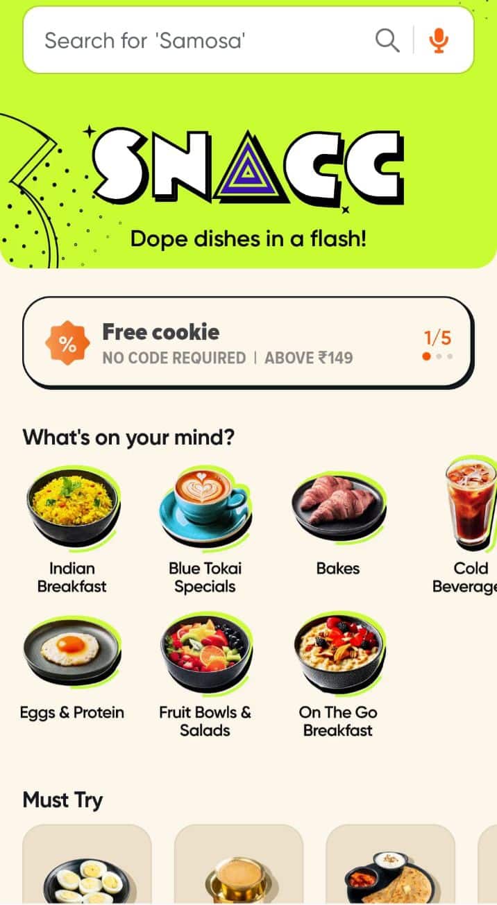 Swiggy Snacc's homepage which Moneycontrol has viewed