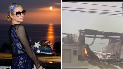 Paris Hilton 'heartbroken' as she watches her Malibu home burn on live TV