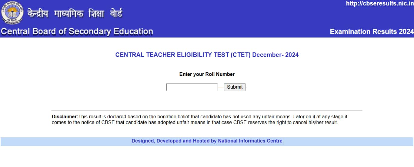 CTET Result 2024 declared @ cbseresults.nic.in, direct link here