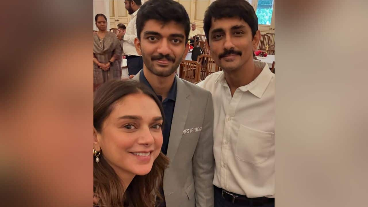 Aditi Rao Hydari and Siddharth meet world chess champion D. Gukesh