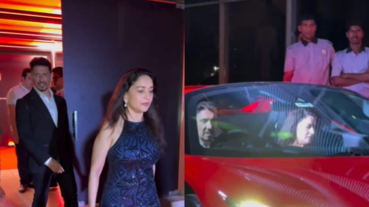 Madhuri Dixit and husband Shriram Nene go for a ride in their new Ferrari worth Rs 6 crore, watch