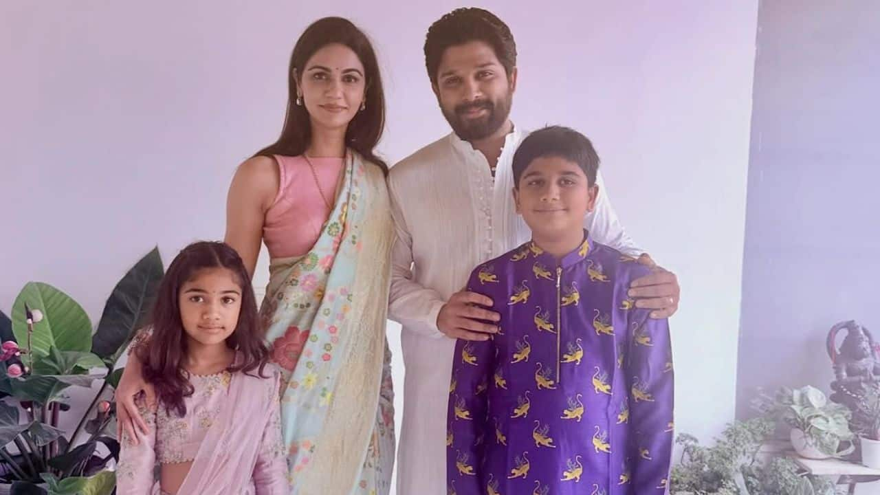 Pushpa 2 actor Allu Arjun celebrates Makar Sankranti with wife Sneha Reddy and their kids, see pics