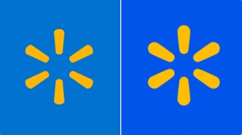 (Left) Walmart's old logo. (Right) The new logo after a subtle touch-up. (Image credit: @unusual_whales/X)