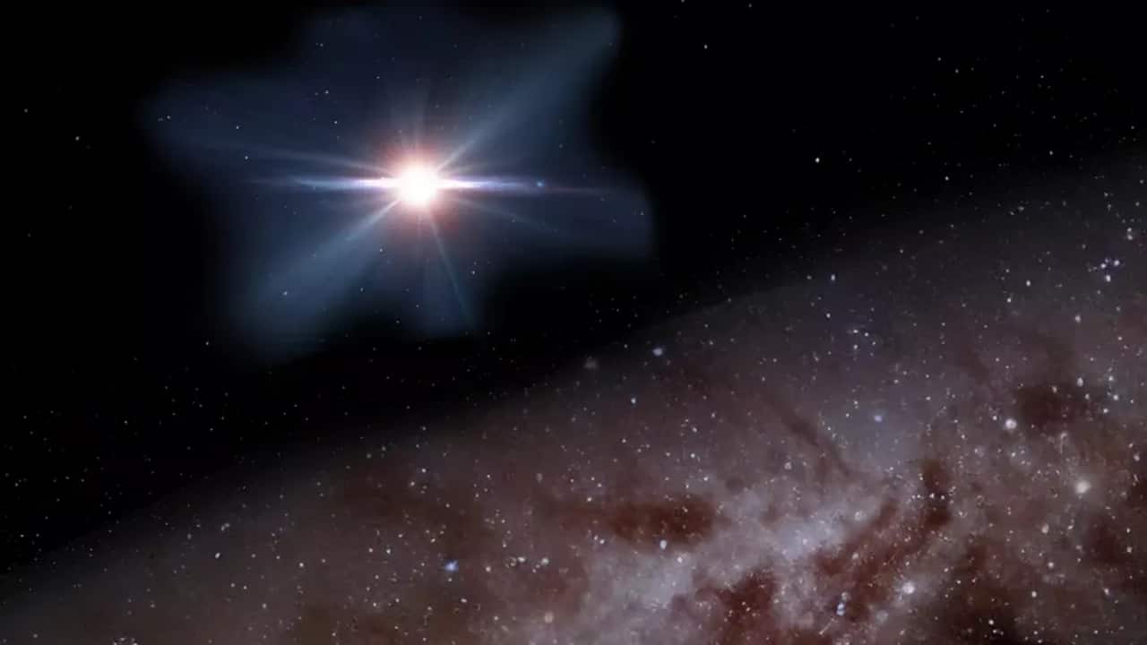 Blazars would shine as some of the brightest objects in the night sky if they were much closer to us. (Image: NASA)