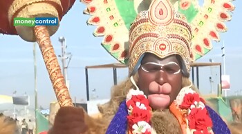 Maha Kumbh Mela 2025: Man Channels Lord Hanuman, Becomes Crowd Favorite (Image: ANI)