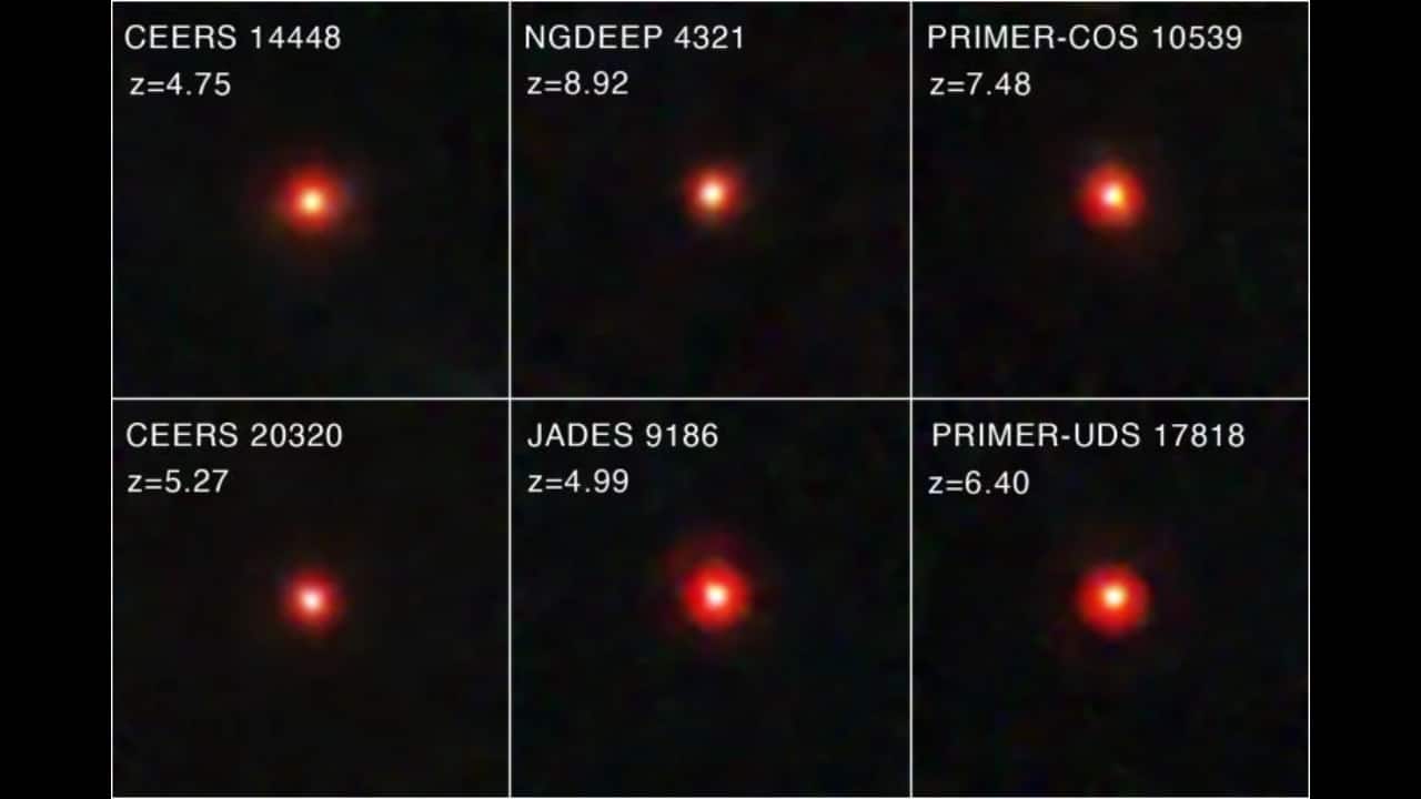 A group of astronomers analysed data from the James Webb Space Telescope, examining multiple surveys to create one of the largest collections of “little red dots” (LRDs) so far. They began with the Cosmic Evolution Early Release Science (CEERS) survey and later expanded their research to other extragalactic legacy fields, such as the JWST Advanced Deep Extragalactic Survey (JADES) and the Next Generation Deep Extragalactic Exploratory Public (NGDEEP) survey. (Image: NASA)