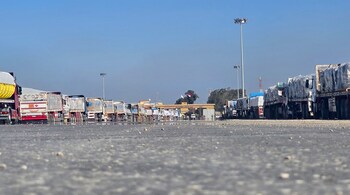 Aid is dropped off on the Gaza side of the border, where it is picked up by the U.N. and distributed.