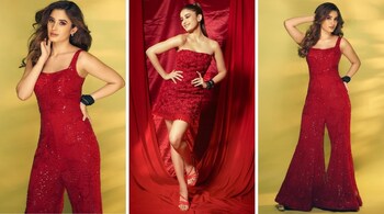 Rasha Thadani's dress featured intricate detailing and a modern silhouette, perfectly complementing her fresh, glowing look (Images: @rashathadani/Instagram)