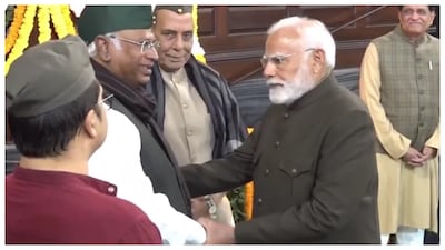 Netaji birth anniversary: PM Modi shakes hands with Congress president Mallikarjun Kharge | Watch