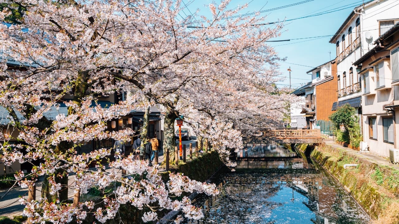 4. Kinosaki Onsen: Japan’s Quintessential Hot Spring Town Kinosaki Onsen offers the perfect getaway to experience Japan’s famous onsen culture. The town is known for its seven unique public baths, which visitors can explore by strolling in a traditional yukata (Japanese robe). Each bath is said to have its own therapeutic benefits, and the charm of the quaint streets lined with ryokan (Japanese inns) enhances the experience. For ultimate relaxation, stay in one of Kinosaki’s welcoming ryokan and unwind with a soothing hot spring soak. (Image: Canva)