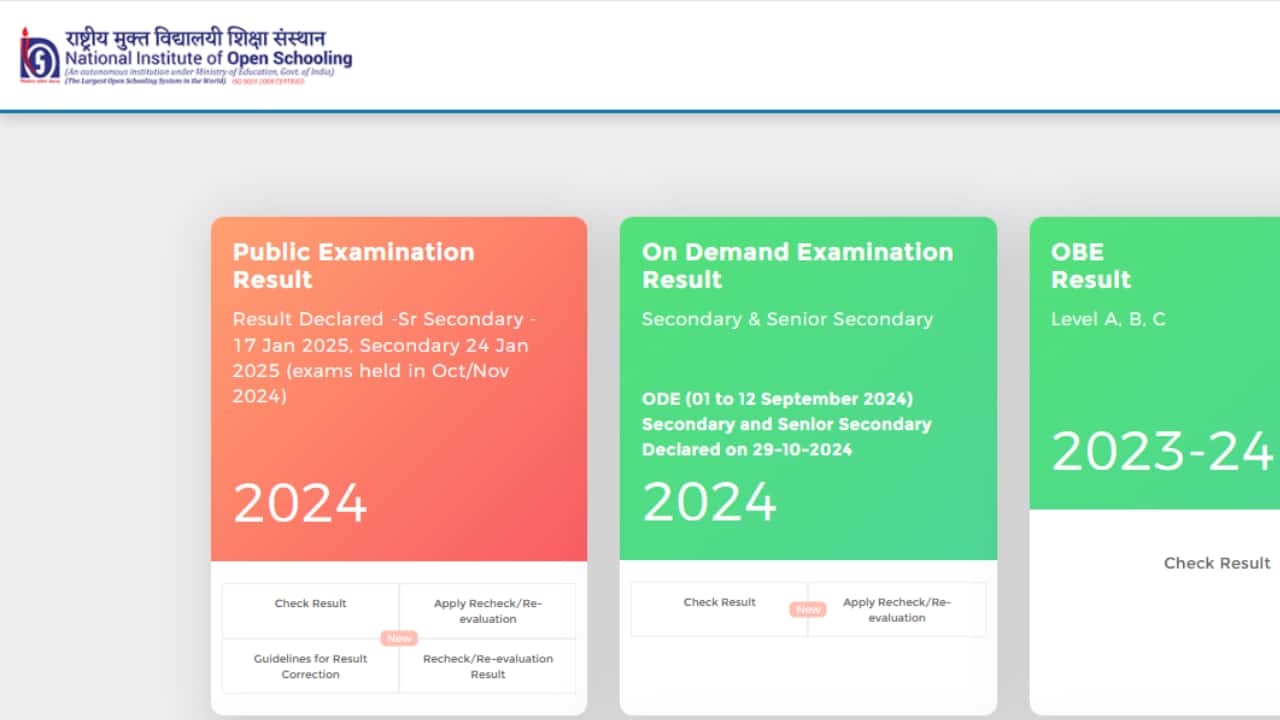 NIOS result 2024 out for Class 10 exam; direct link here