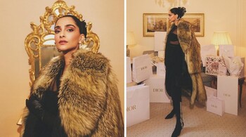 Sonam Kapoor completed her look with black leather gloves and matching stiletto boots, giving the ensemble a sharp edge (Images: @sonamkapoor/Instagram)