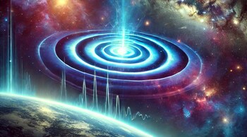 In the vastness of space, electromagnetic waves create a cosmic symphony. (Image: AI Generated)