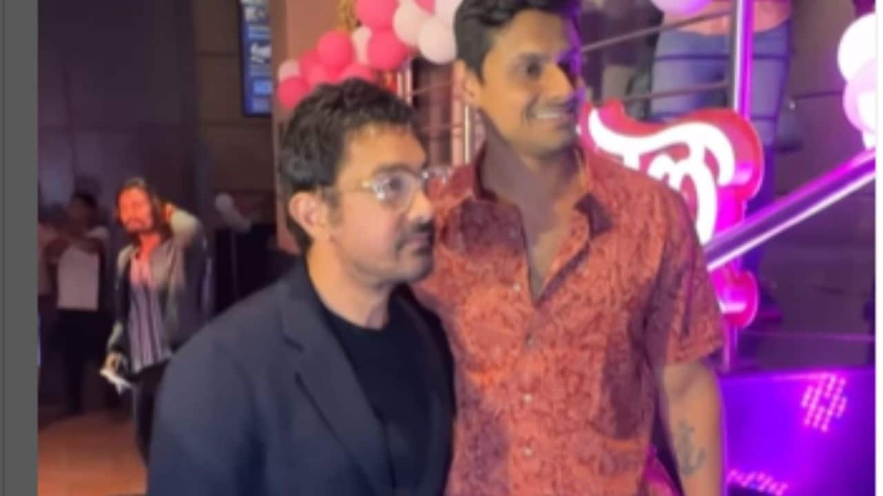 Aamir Khan bonds with son-in-law Nupur Shikhare; the two watch a Marathi movie together