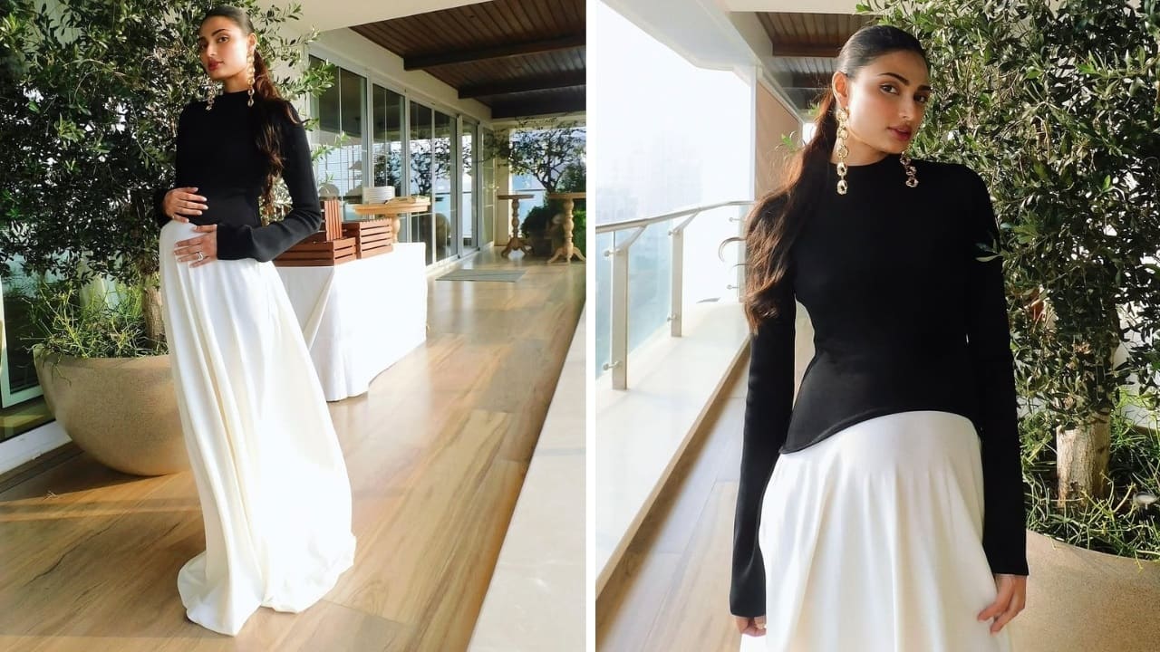 Maternity style: Athiya Shetty radiates pregnancy glow in a pristine monochrome outfit