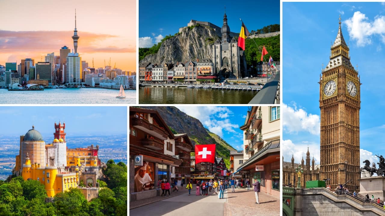 5. Belgium, New Zealand, Portugal, Switzerland, United Kingdom (190 destinations) Belgium, New Zealand, Portugal, Switzerland, and the United Kingdom round out the top five, offering visa-free access to 190 destinations. These nations have maintained their strong position due to political stability, economic clout, and international relationships that support open borders and travel freedom. (Image: Canva)