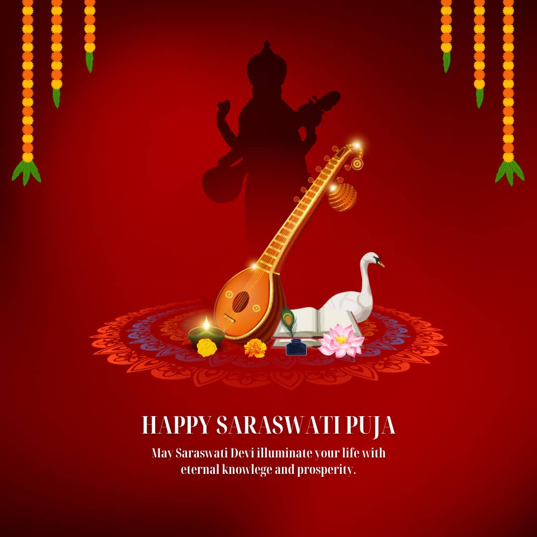 Happy Saraswati Puja 2025 Wishes, Images, Messages & Quotes for