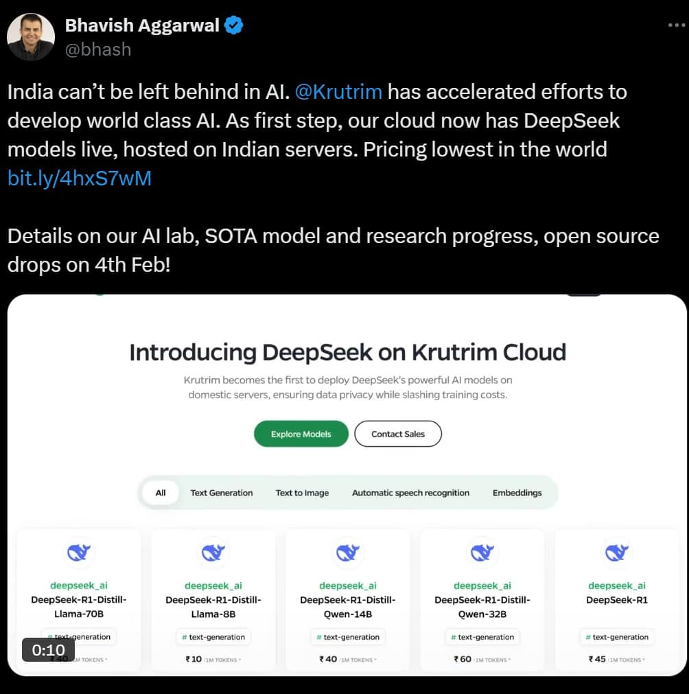 Bhavish Aggarwal DeepSeek