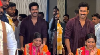Vicky Kaushal takes care of Rashmika Mandanna in a wheel chair
